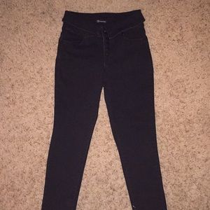 High-Waisted Denim Dress Pants